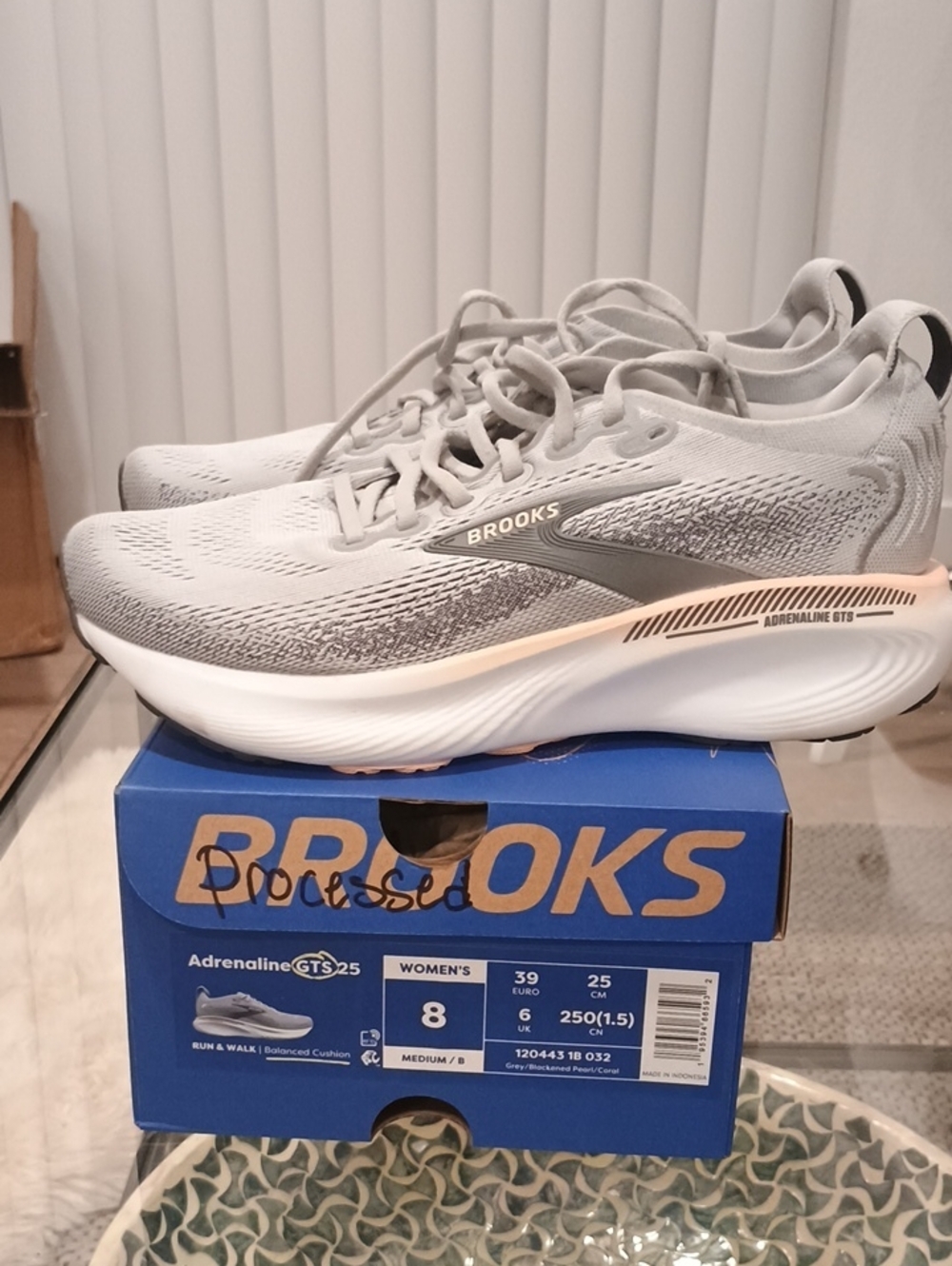 Brooks Women's Adrenaline GTS Running Shoes - Light Gray with Cream Accents